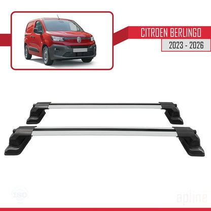 Compatible avec Citroen Berlingo 2023-2026 ACE-3 Barres de Toit Railing Porte-Bagages de Voiture Gris Aluminium 2 Barres