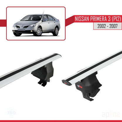 Compatibile con Nissan Primera 3 (P12) 2002-2007 ACE-4 Barre Tetto Portapacchi Auto Barre Portatutto Grigo Alluminio 2 Barre