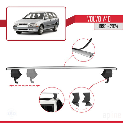 Compatible con Volvo V40 1995-2004 ACE-4 Barras de Techo Auto Portaequipajes Barras Transversales Gris Aluminio 2 Barras