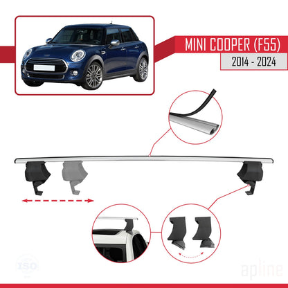 Compatible avec Mini Cooper (F55) 2014-2024 ACE-4 Barres de Toit Railing Porte-Bagages de Voiture Gris Aluminium 2 Barres