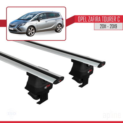 Compatible avec Opel Zafira Tourer C 2011-2019 ACE-4 Barres de Toit Railing Porte-Bagages de Voiture Gris Aluminium 2 Barres
