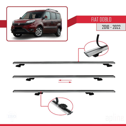 Compatibile con Fiat Doblo 2 2010-2022 modello BASIC Barre portatutto Railing Portapacchi per auto Alluminio grigio 3 barre