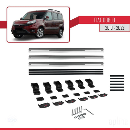 Compatibile con Fiat Doblo 2 2010-2022 modello BASIC Barre portatutto Railing Portapacchi per auto Alluminio grigio 3 barre