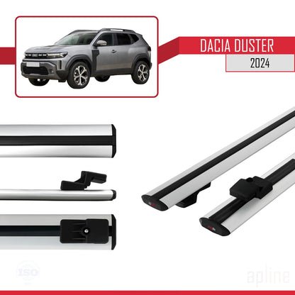 BASIC Model Dakdrager bagagedrager compatibel met Dacia Duster 3 (P1310) 2024-2025 Spoorstaven Grijs Aluminium 2 Staven
