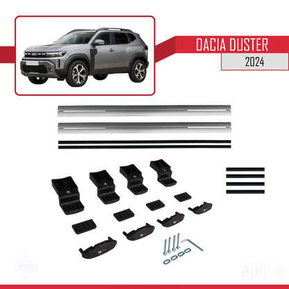 BASIC Model Dakdrager bagagedrager compatibel met Dacia Duster 3 (P1310) 2024-2025 Spoorstaven Grijs Aluminium 2 Staven