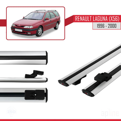 Compatible avec Renault Laguna (X56) 1996-200 BASIC Model Barres de Toit Railing Porte-Bagages de Voiture Gris Aluminium 2 Barres