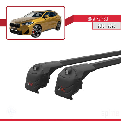 Compatible con BMW X2 (F39) 2018-2023 ACE-2 Barras de Techo Auto Portaequipajes Barras Transversales Negro Aluminio 2 Barras