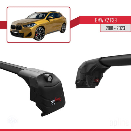 Compatible con BMW X2 (F39) 2018-2023 ACE-2 Barras de Techo Auto Portaequipajes Barras Transversales Negro Aluminio 2 Barras