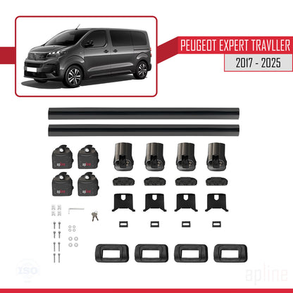 Compatibile con Peugeot Expert Traveller 2017-2025 ACE-3 Barre Tetto Portapacchi Auto Barre Portatutto Nero Alluminio 2 Barre