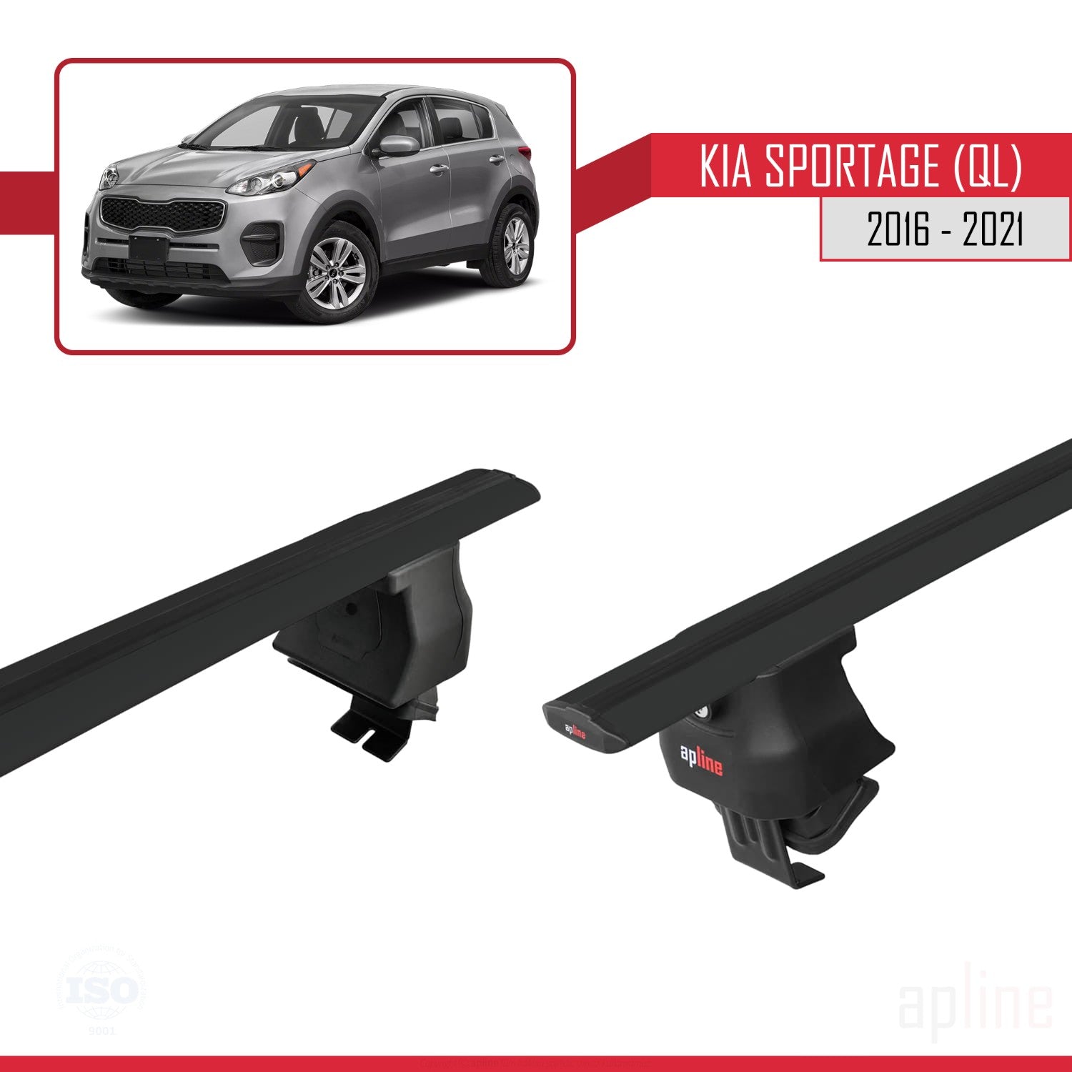 Compatible avec Kia Sportage (QL) 2016-2021 ACE-4 Barres de Toit Railing Porte-Bagages de Voiture Noir Aluminium 2 Barres