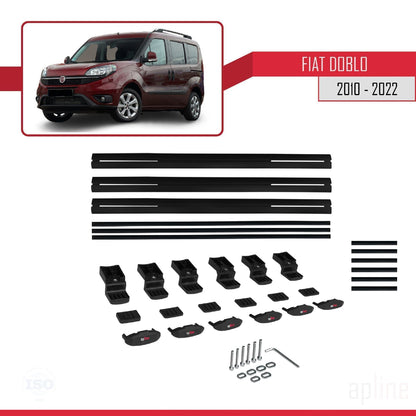 Compatibile con Fiat Doblo 2 2010-2022 modello BASIC Barre portatutto Railing Portapacchi per auto Alluminio nero 3 barre