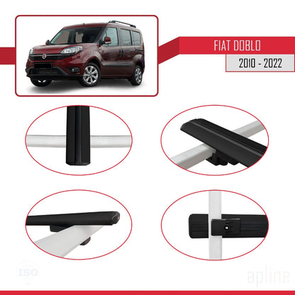 Compatibile con Fiat Doblo 2 2010-2022 modello BASIC Barre portatutto Railing Portapacchi per auto Alluminio nero 3 barre
