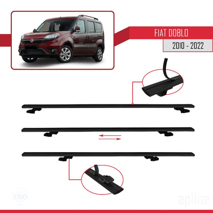 Compatibile con Fiat Doblo 2 2010-2022 modello BASIC Barre portatutto Railing Portapacchi per auto Alluminio nero 2 barre