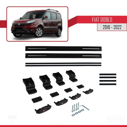 Compatibile con Fiat Doblo 2 2010-2022 modello BASIC Barre portatutto Railing Portapacchi per auto Alluminio nero 2 barre