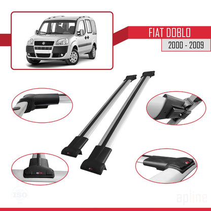 Compatible avec Fiat Doblo 2000-2009 Barres de Toit FLY Modèle Railing Porte-Bagages de voiture GRIS