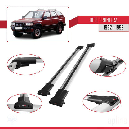 Compatible avec Opel Frontera 1992-1998 FLY Model Barres de Toit Railing Porte-Bagages de Voiture Gris Aluminium 2 Barres