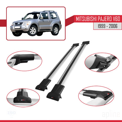 FLY Model Dakdrager bagagedrager compatibel met Mitsubishi Pajero (V60) 3 Kapı 1999-2006 Spoorstaven Grijs Aluminium 2 Staven