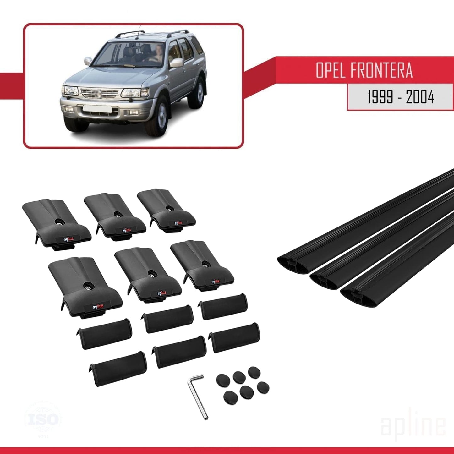 Compatibile con Opel Frontera 2 1999-2004 FLY Model Barre Tetto Portapacchi Auto Barre Portatutto Nero Alluminio 3 Barre
