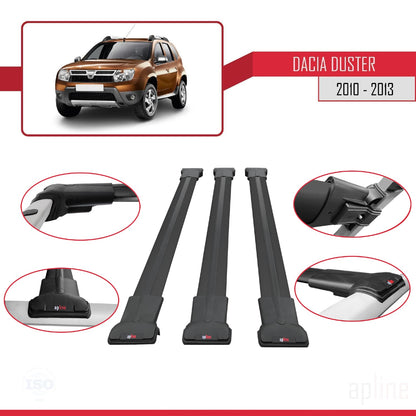 Compatibile con Dacia Duster (HS) Pre-Facelift 2010-2013 FLY Model Barre Tetto Portapacchi Auto Barre Portatutto Nero Alluminio 3 Barre