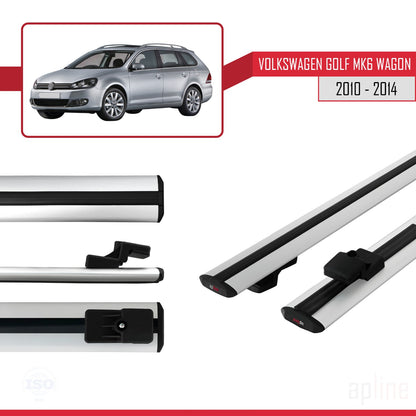 Kompatibel mit VW Golf Mk6 Wagon 2010-2014 BASIC Model Relingträger Dachträger Auto Gepäckträger Grau Aluminium 3 Stangen