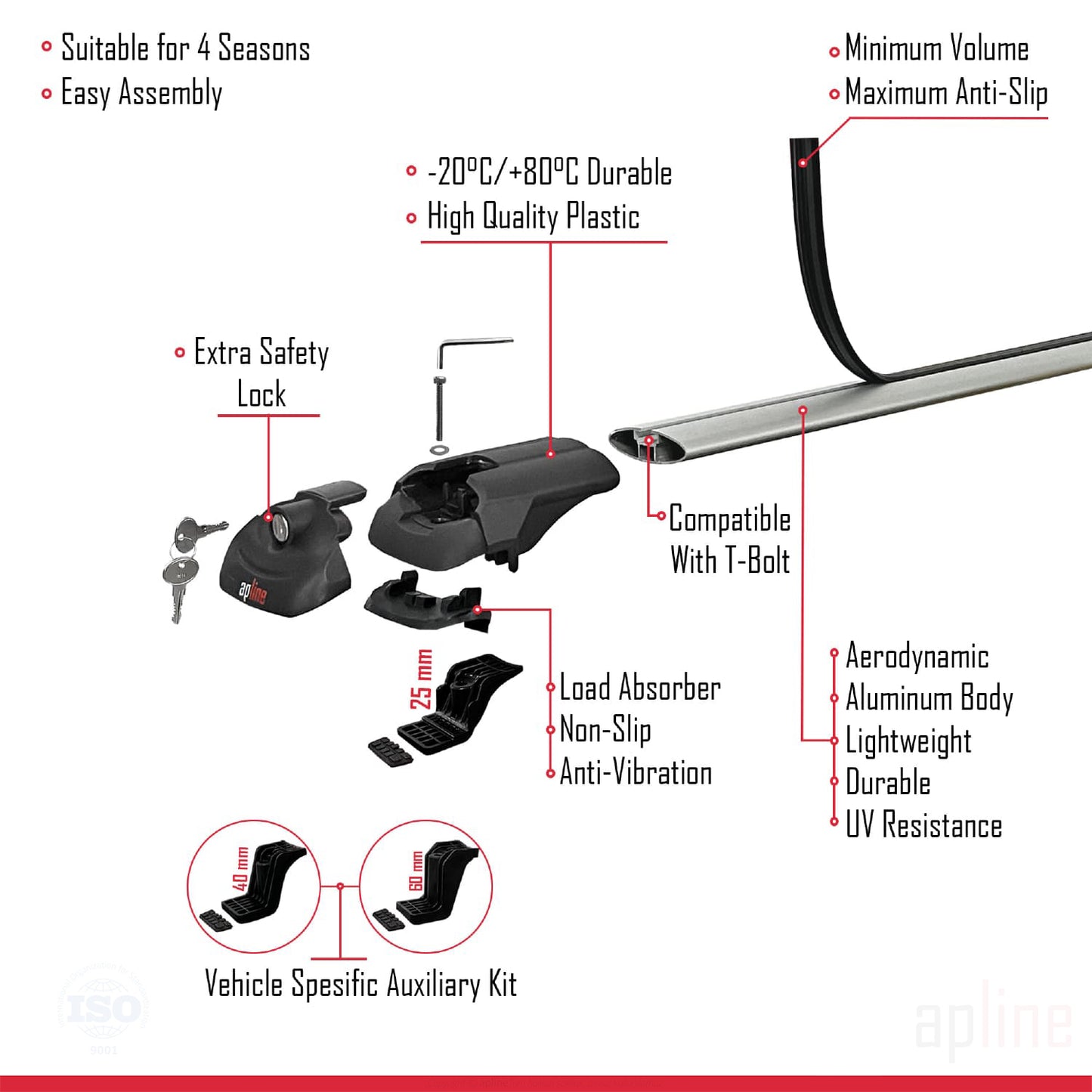 Compatible avec Kia Sedona 2 (VQ) 2006-2012 ACE-1 Barres de Toit Railing Porte-Bagages de Voiture Gris Aluminium 2 Barres