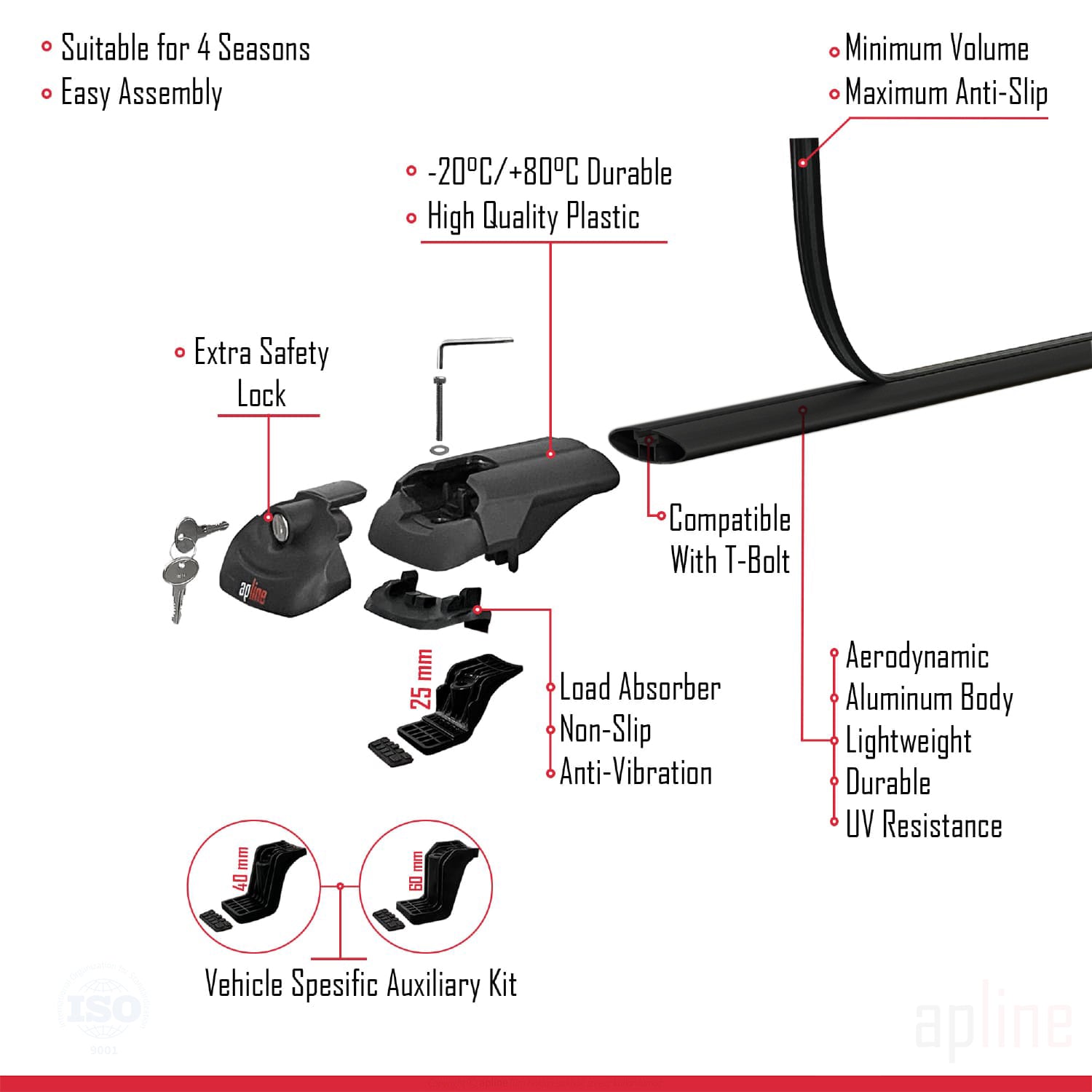 Compatible avec Toyota Hilux 7 (AN30) 2005-2015 ACE-1 Barres de Toit Railing Porte-Bagages de Voiture Noir Aluminium 3 Barres