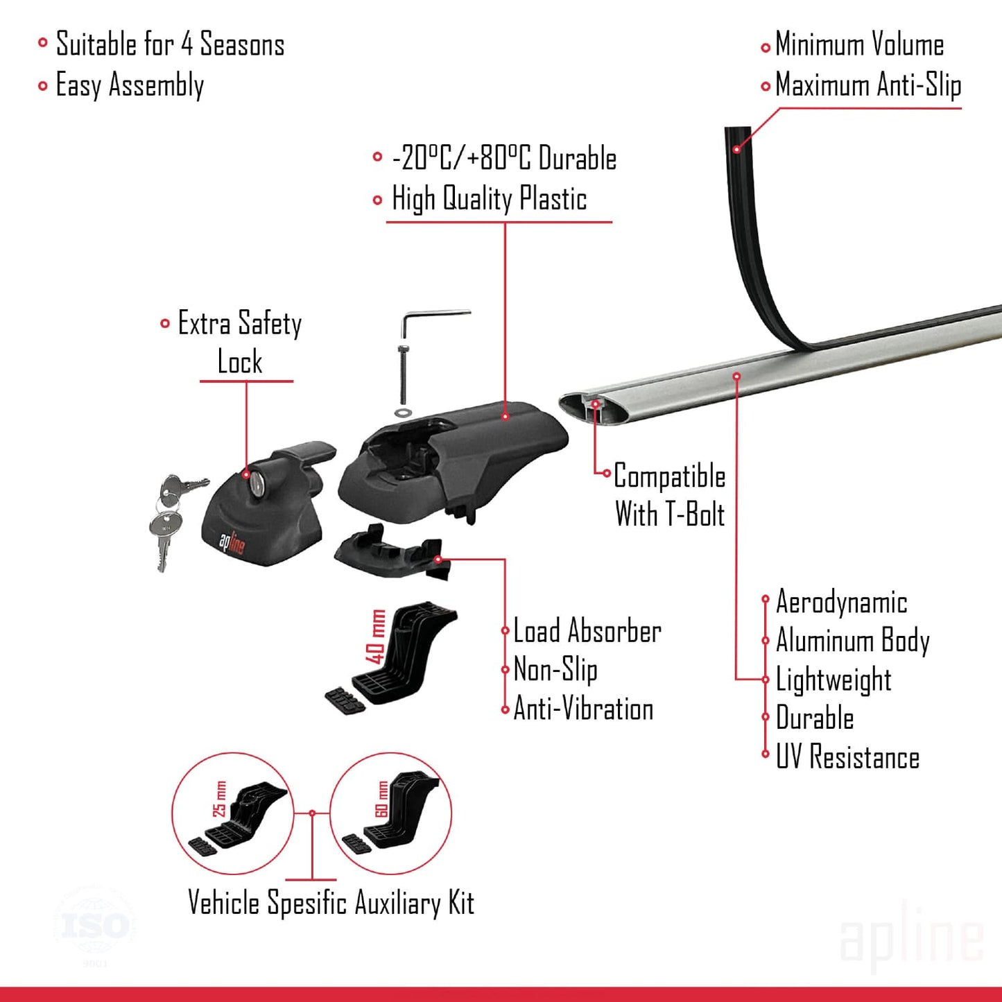 Compatible avec Kia Mohave (HM) 2008-2019 ACE-1 Barres de Toit Railing Porte-Bagages de Voiture Gris Aluminium 2 Barres