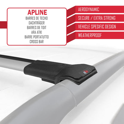 Compatible avec Fiat Grande Panda 2025-2025 FLY Model Barres de Toit Railing Porte-Bagages de Voiture Gris Aluminium 2 Barres