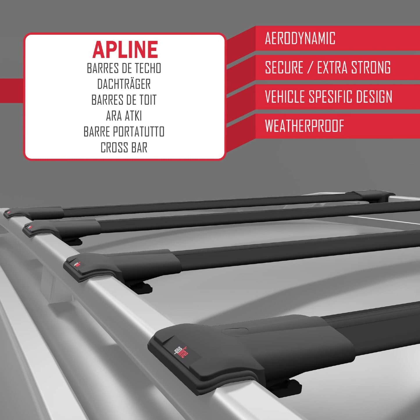 Compatible avec Mercedes Vaneo (W414) 2002-2005 FLY Model Barres de Toit Railing Porte-Bagages de Voiture Noir Aluminium 4 Barres