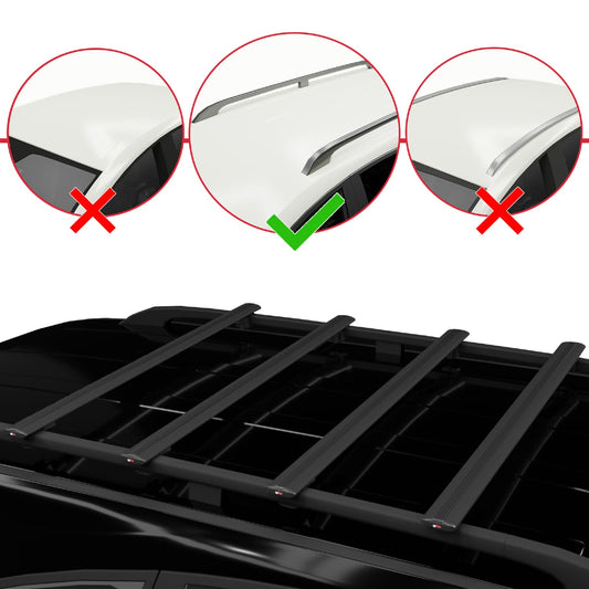 Compatible with Peugeot Partner 2 Tepee 2008-2018 BASIC Model Car Roof Rack Cross Bar Black Aluminium 4 Bars