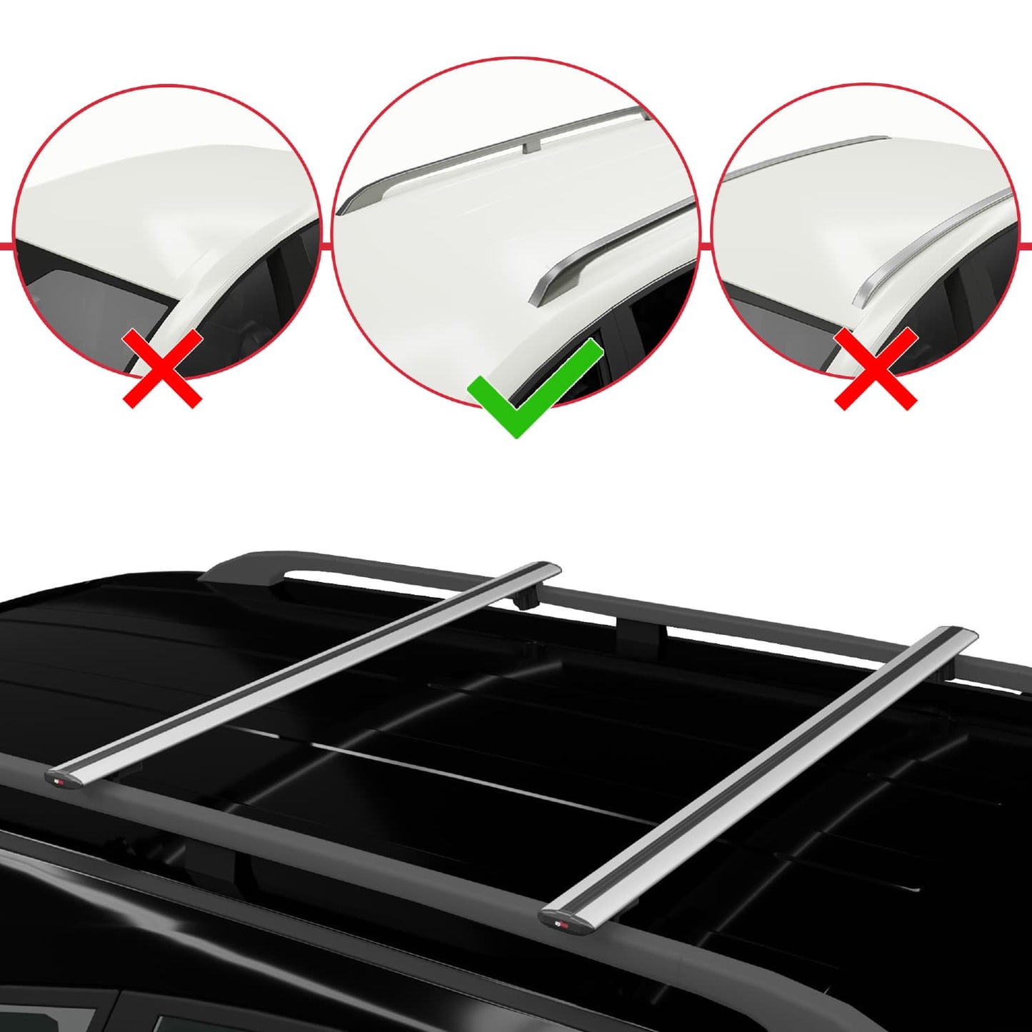 Compatible avec Mercedes Vito (W638) 1996-2003 BASIC Model Barres de Toit Railing Porte-Bagages de Voiture Gris Aluminium 2 Barres