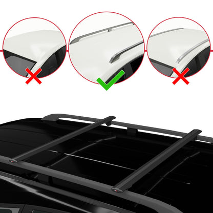 Compatible avec SsangYong Rexton 2018-2025 BASIC Model Barres de Toit Railing Porte-Bagages de Voiture Noir Aluminium 2 Barres