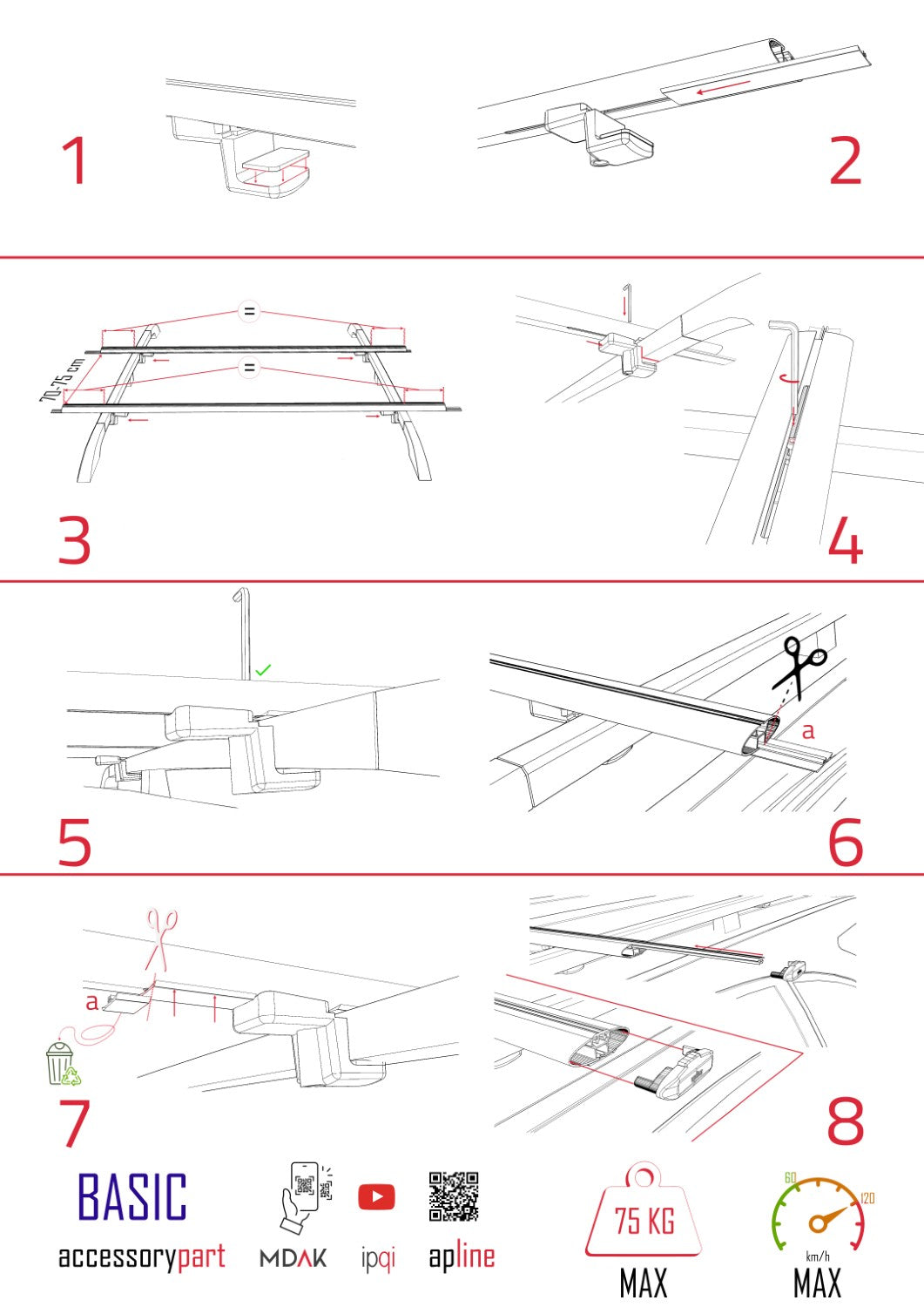 Compatible avec KIA EV9 GT-LINE 2024-2025 BASIC Model Barres de Toit Railing Porte-Bagages de Voiture Gris Aluminium 2 Barres