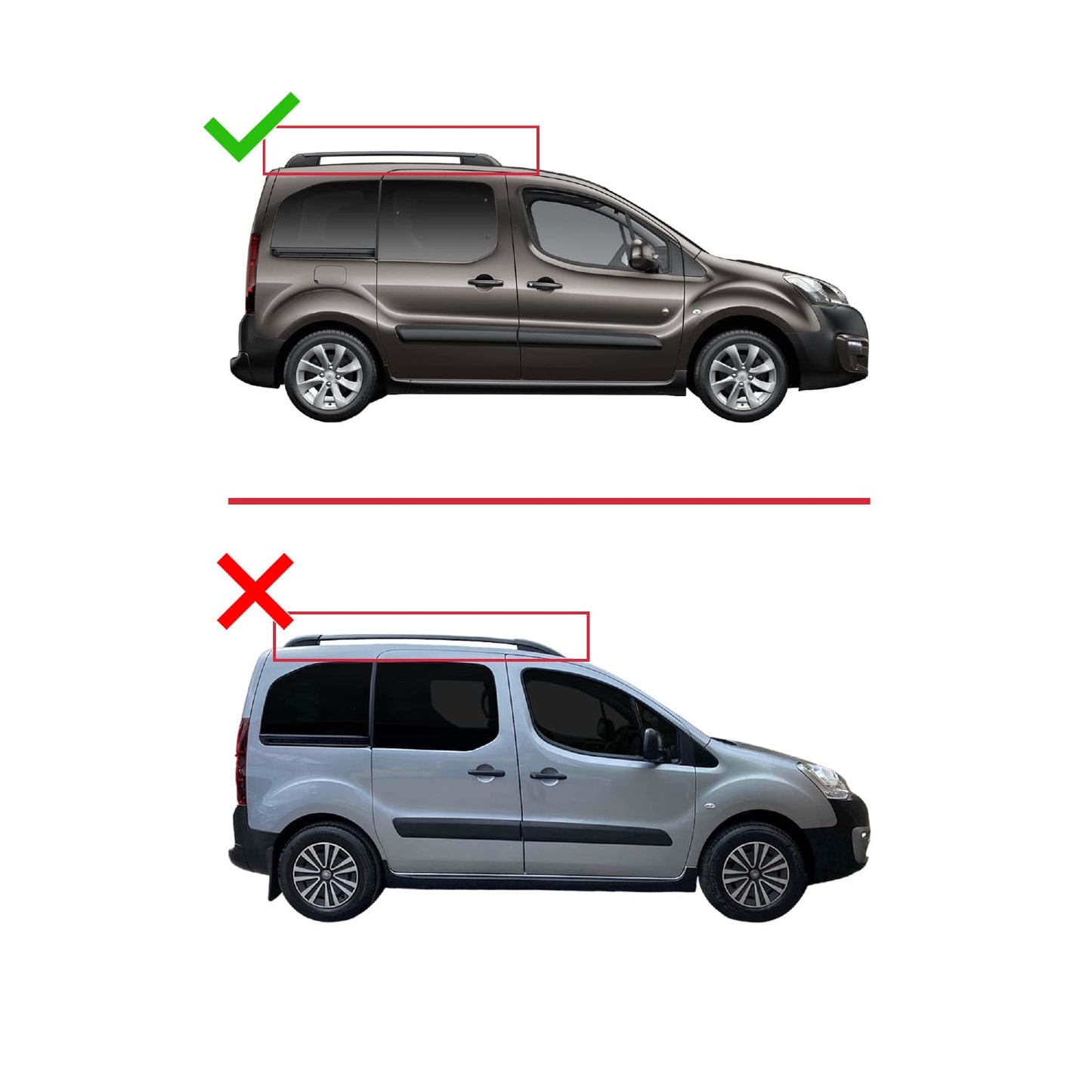 Compatible avec Citroen Berlingo 2 (B9) 2008-2018 ACE-1 Barres de Toit Railing Porte-Bagages de Voiture Noir Aluminium 3 Barres