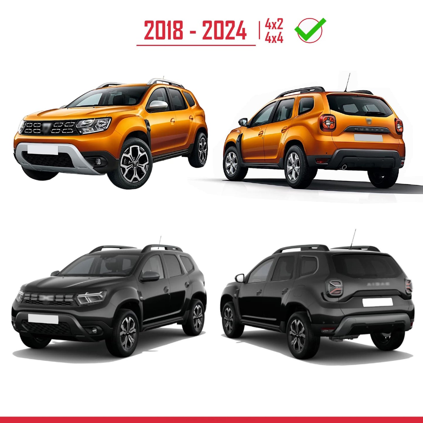 Compatibile con Dacia Duster 2018-2024 Passaruota Protezione per paraurti Parafanghi e protezione veicolo Strisce di Protezione per laterale Protezione veicolo carrozzeria Kit NERO