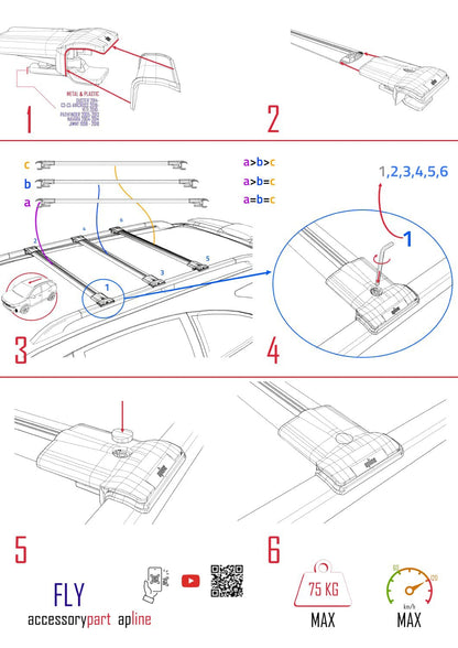 Compatibile con Jeep Grand Cherokee 3 (WK) 2005-2010 FLY Model Barre Tetto Portapacchi Auto Barre Portatutto Nero Alluminio 3 Barre