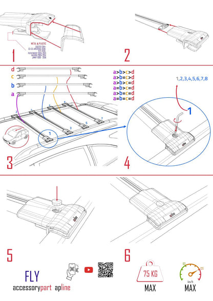 FLY Model Dakdrager bagagedrager compatibel met Volkswagen T5 Caravelle 2003-2015 Spoorstaven Grijs Aluminium 4 Staven