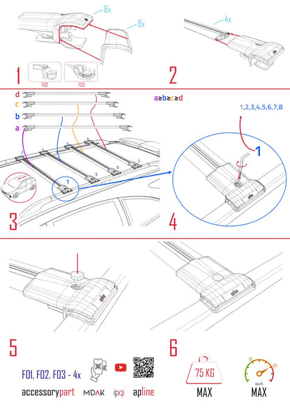Kompatibel mit Opel Zafira Life 2019-2025 FLY Model Relingträger Dachträger Auto Gepäckträger Schwarz Aluminium 4 Stangen