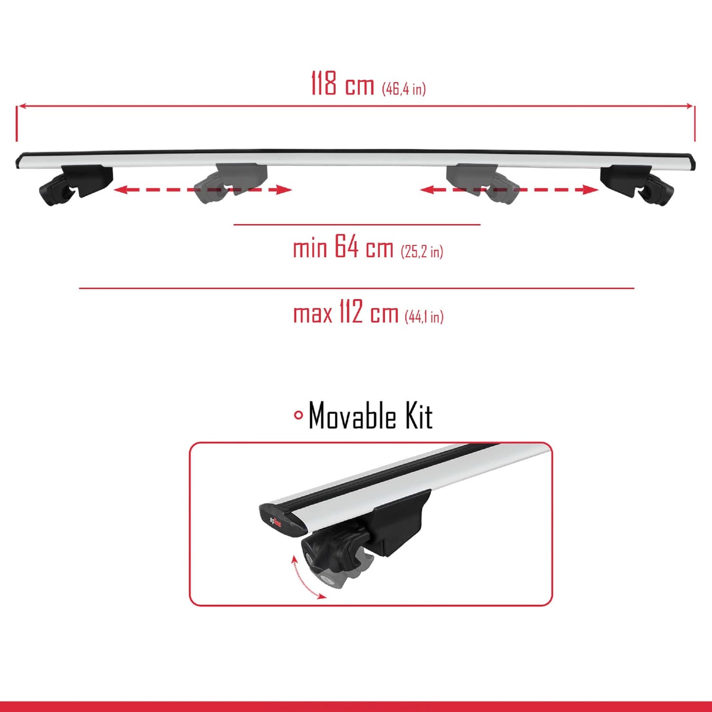 Compatible avec Land Rover Freelander (L314) 1998-2006 HOOK Model Barres de Toit Railing Porte-Bagages de Voiture Gris Aluminium 2 Barres