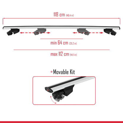Compatible avec Land Rover Freelander (L314) 1998-2006 HOOK Model Barres de Toit Railing Porte-Bagages de Voiture Gris Aluminium 2 Barres