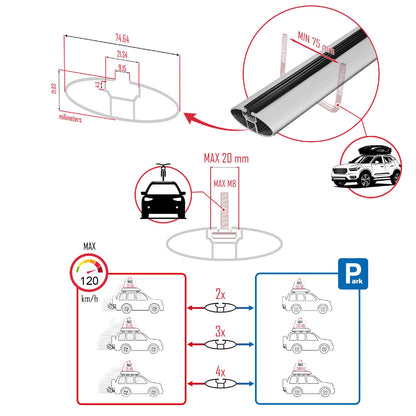 Compatible avec Mercedes Vito 2 (W639) Post-Facelift 2010-2014 BASIC Model Barres de Toit Railing Porte-Bagages de Voiture Gris Aluminium 3 Barres