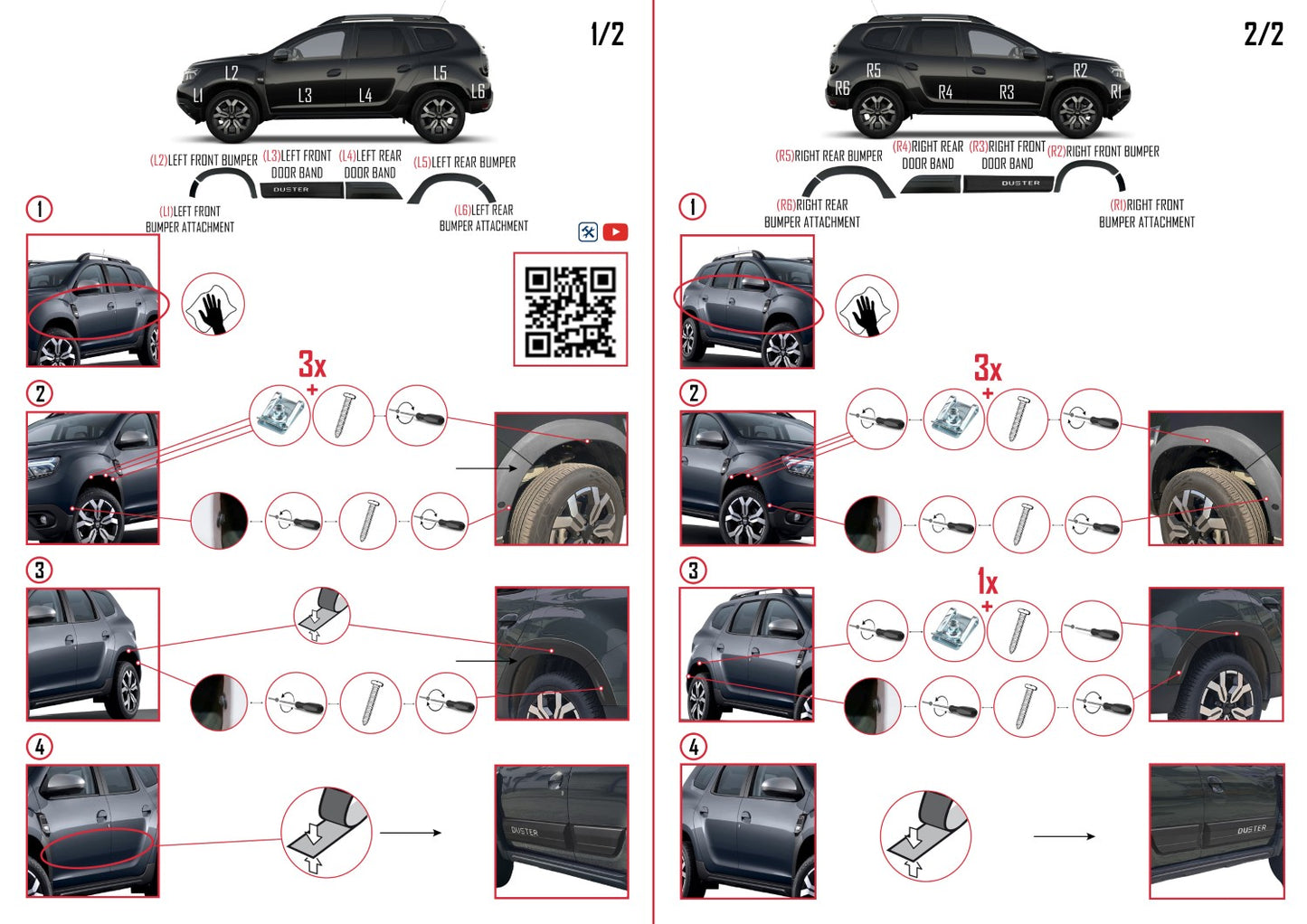 Compatibile con Dacia Duster 2018-2024 Passaruota Protezione per paraurti Parafanghi e protezione veicolo Strisce di Protezione per laterale Protezione veicolo carrozzeria Kit NERO