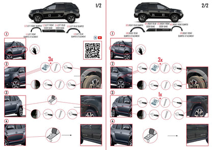 Compatibile con Dacia Duster 2018-2024 Passaruota Protezione per paraurti Parafanghi e protezione veicolo Strisce di Protezione per laterale Protezione veicolo carrozzeria Kit NERO