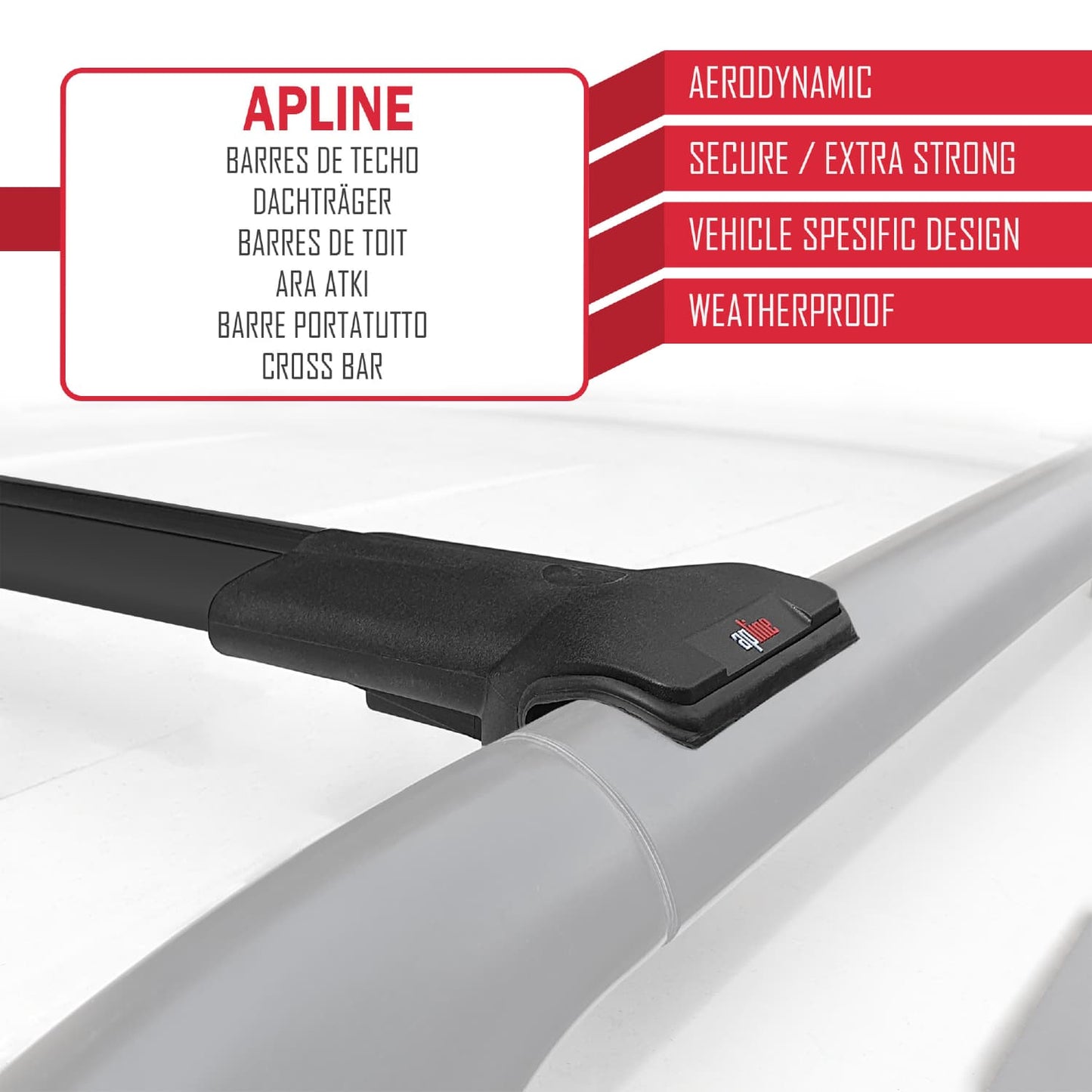 Compatible avec Toyota Corolla Spacio 2 (E120) 2001-2007 FLY Model Barres de Toit Railing Porte-Bagages de Voiture Noir Aluminium 2 Barres