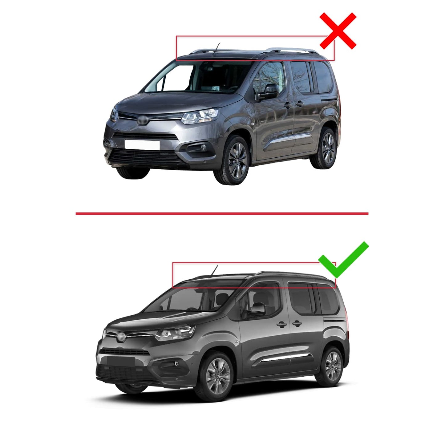 ACE-2 Dakdrager bagagedrager compatibel met Toyota Proace City Verso 2023-2025 Spoorstaven Zwart Aluminium 2 Staven